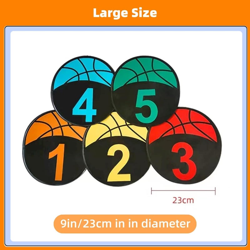 MUSKULO MONSTRO Basketball Training Discs with Numbers, 9" Colorful Anti-Slip Rubber Markers for Agility Drills, 5/10-Pack Waterproof Floor Spots with Carry Bag for Indoor/Outdoor Coaching & Training - Image 3